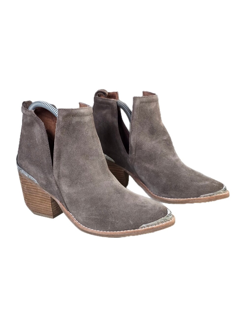 Jeffrey Campbell Cromwell Taupe Cut Out Suede Western Ankle Boots Women's Sz 7.5